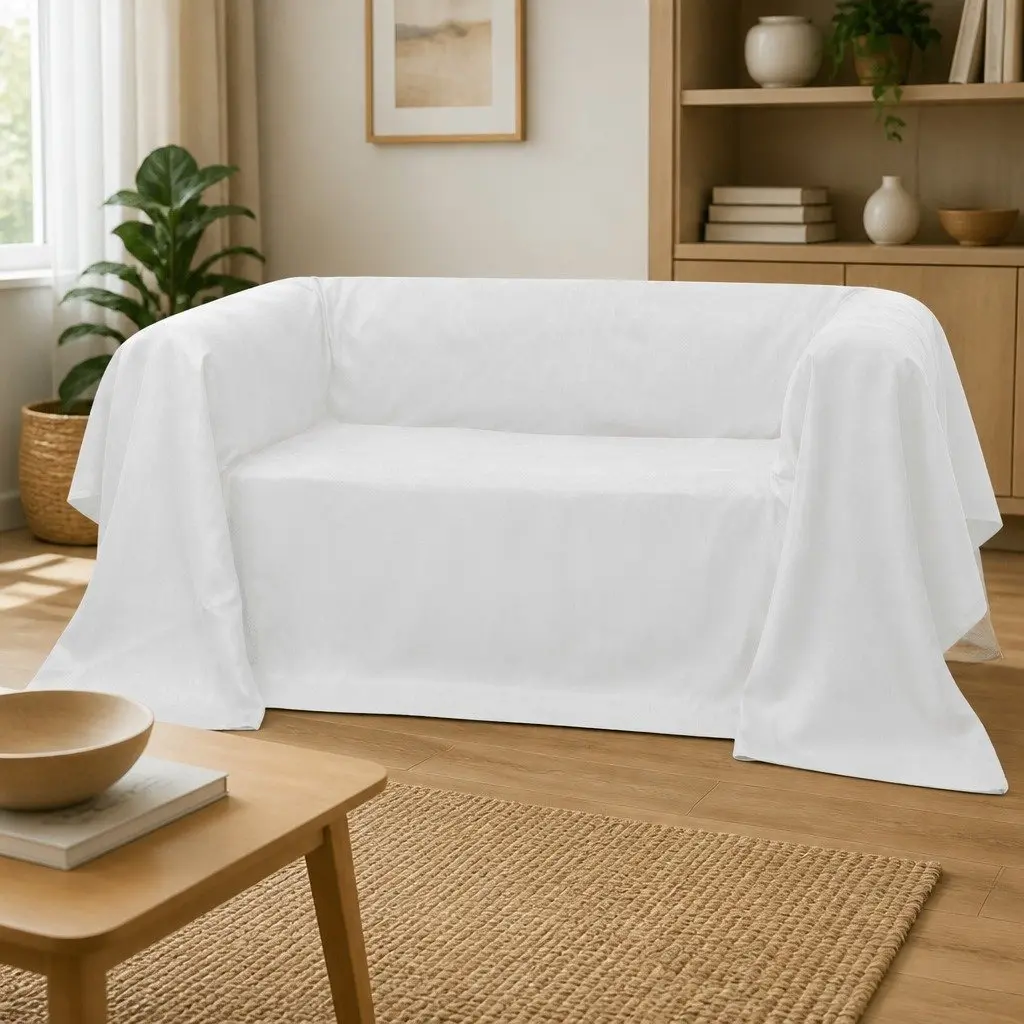 Couch Slipcover Cream 210 x 280 cm Suede Fabric Durable Furniture Protector