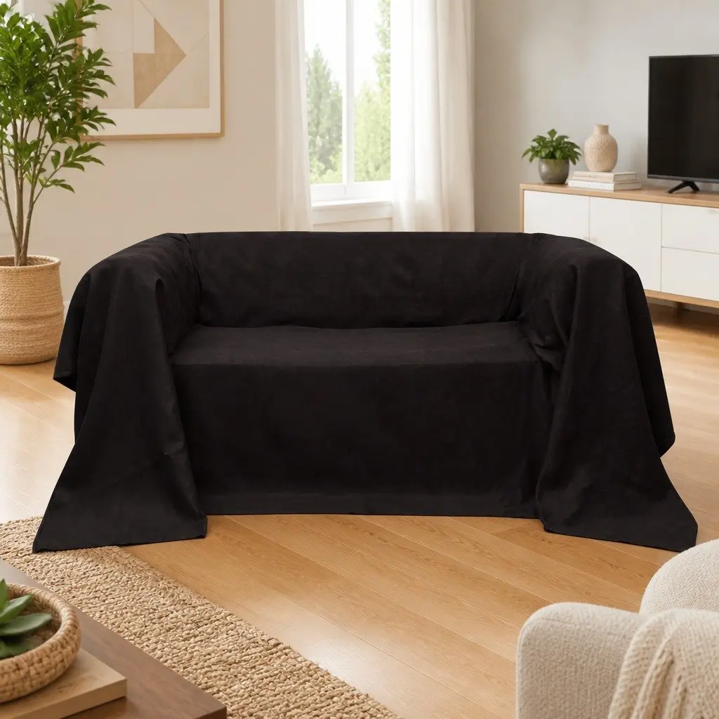 Suede Slipcover Brown 210x280cm Protective Sofa Cover for Damage and Stain Prevention