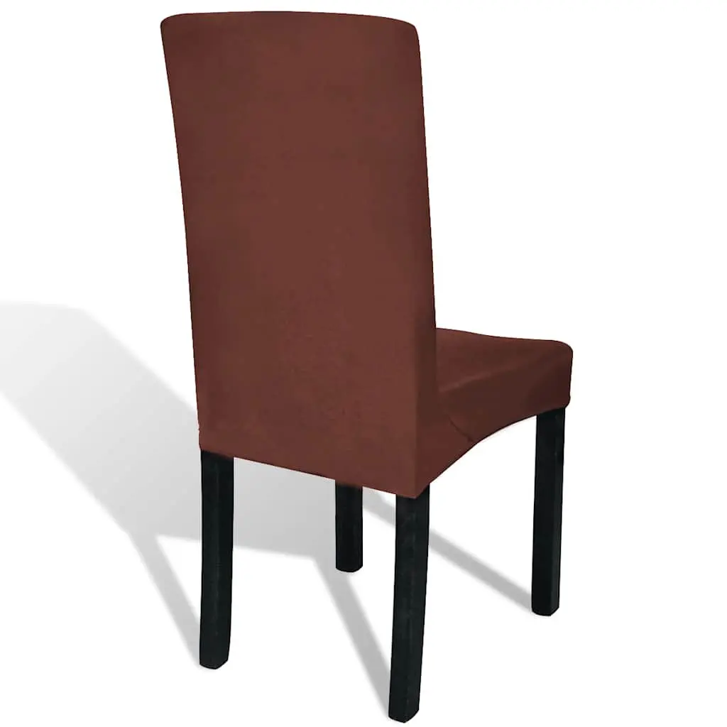 Stretchable Chair Covers Brown Soft Wrinkle Resistant 6 Pieces