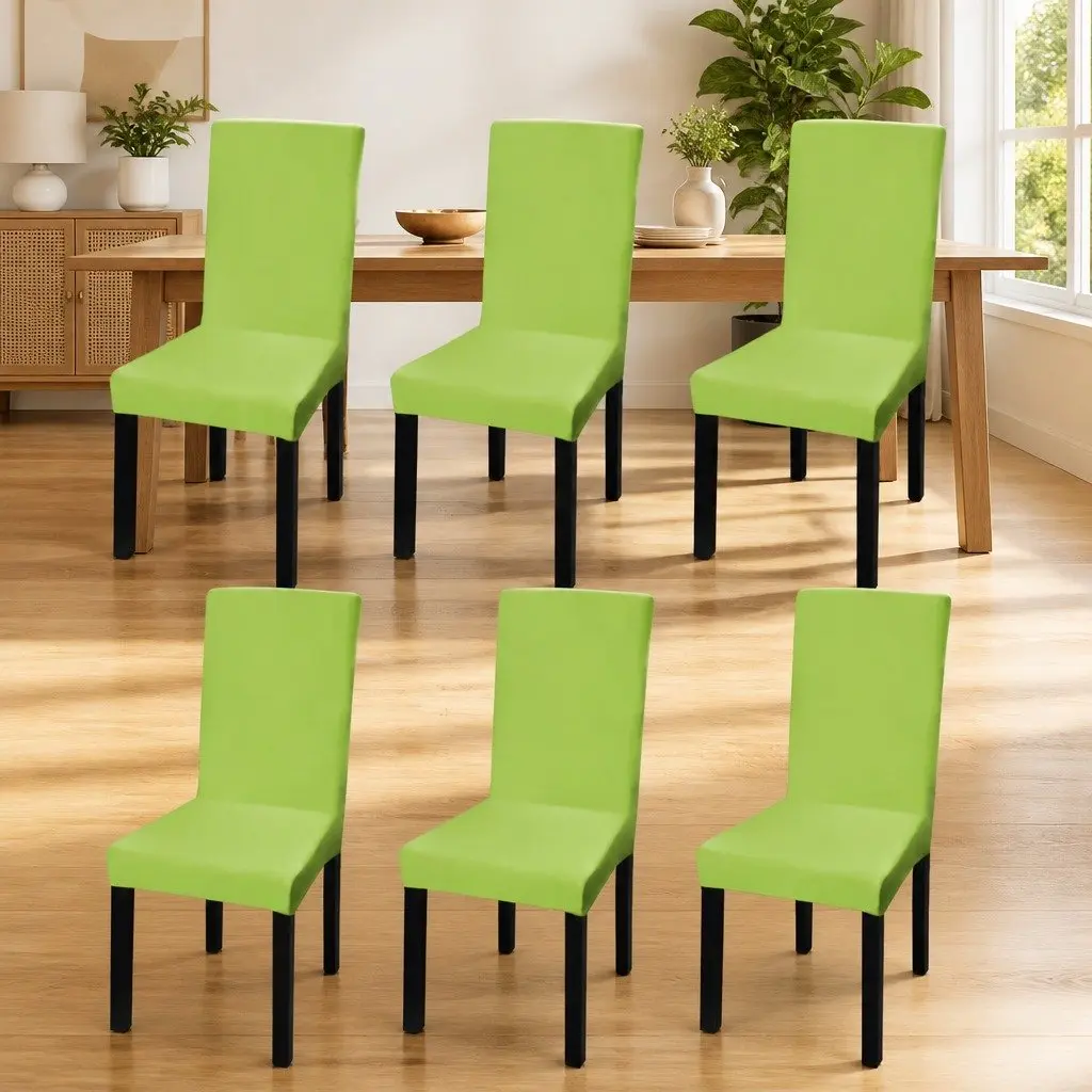 Chair Cover Green Stretchable Soft Wrinkle Resistant Fabric 6 Pieces