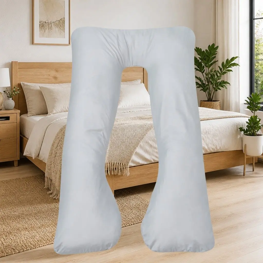 U-Shaped Pregnancy Pillow Grey 90x145 cm Full Body Support Cushion