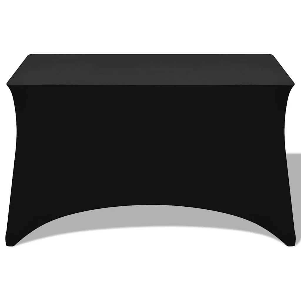 Stretch Table Slipcovers Black 183x76x74cm 2 Pieces Flexible Secure Fit