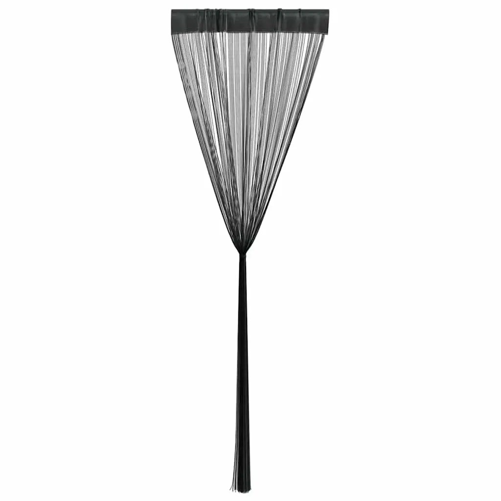 String Curtains Black 140x250 cm 2 Piece Room Divider Door Decor Panels