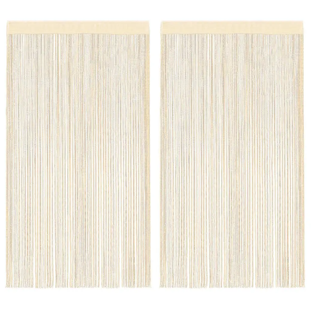String Curtains 2 pcs 140x250 cm Cream Room Divider Door Window Panel Decor