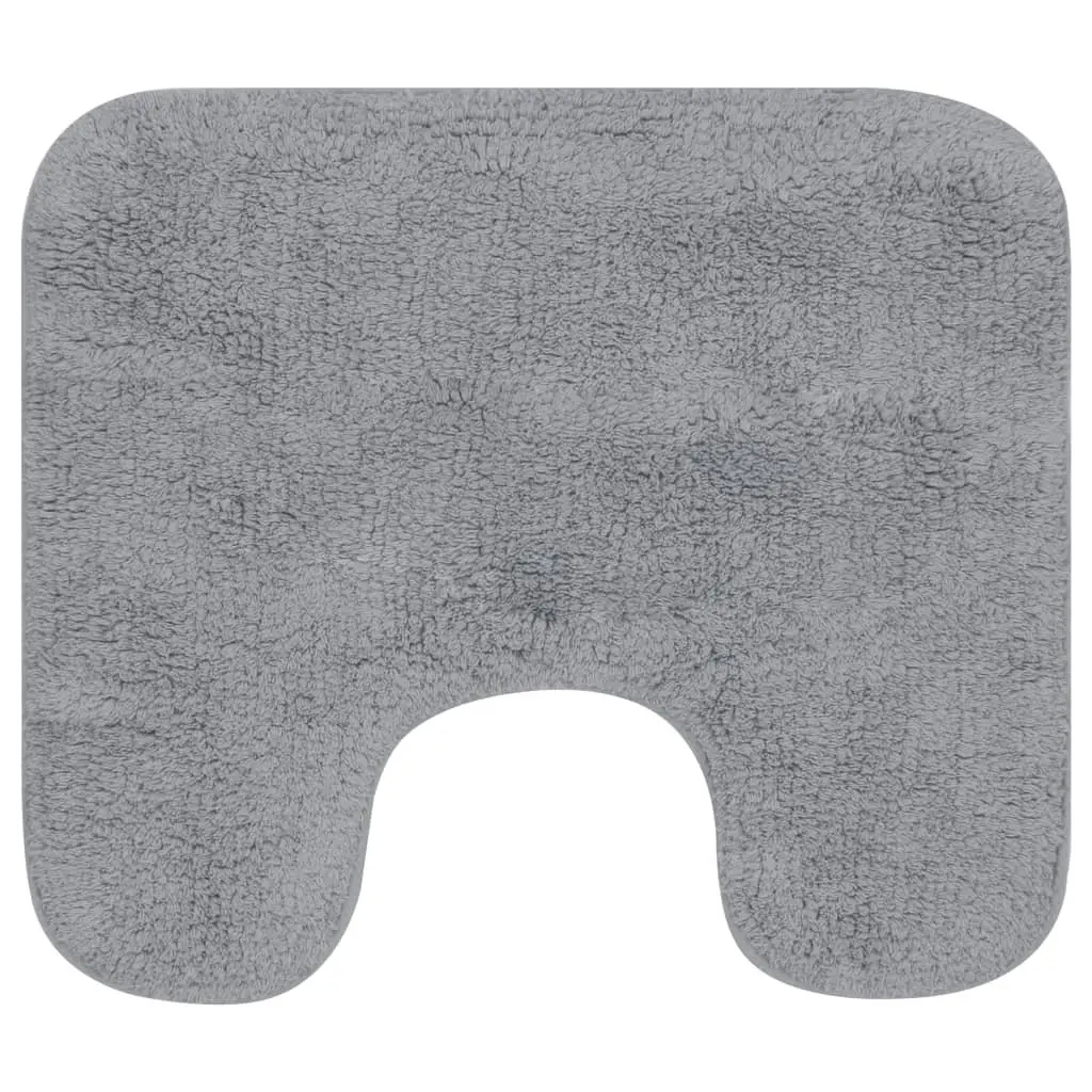 Bathroom Mat Set Grey Cotton 3 Piece Non-Slip Water Absorbent