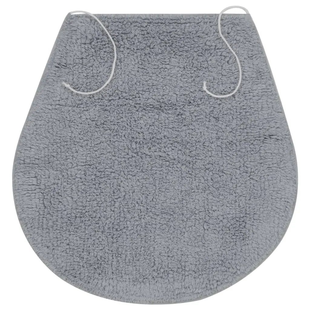 Bathroom Mat Set Grey Cotton 3 Piece Non-Slip Water Absorbent