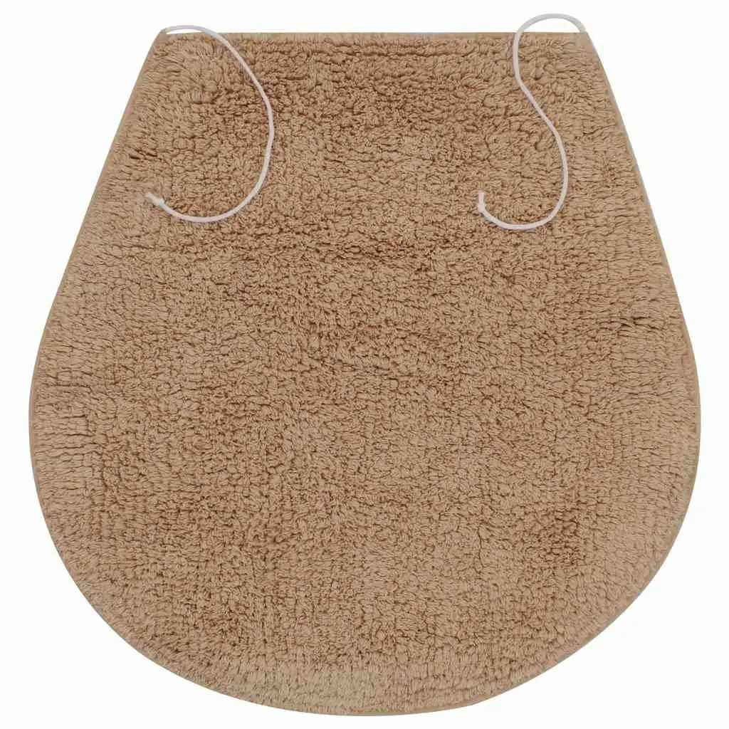 Bathroom Mat Set Beige 3 Piece Non-Slip Floor Bath Pedestal Toilet Lid Cover