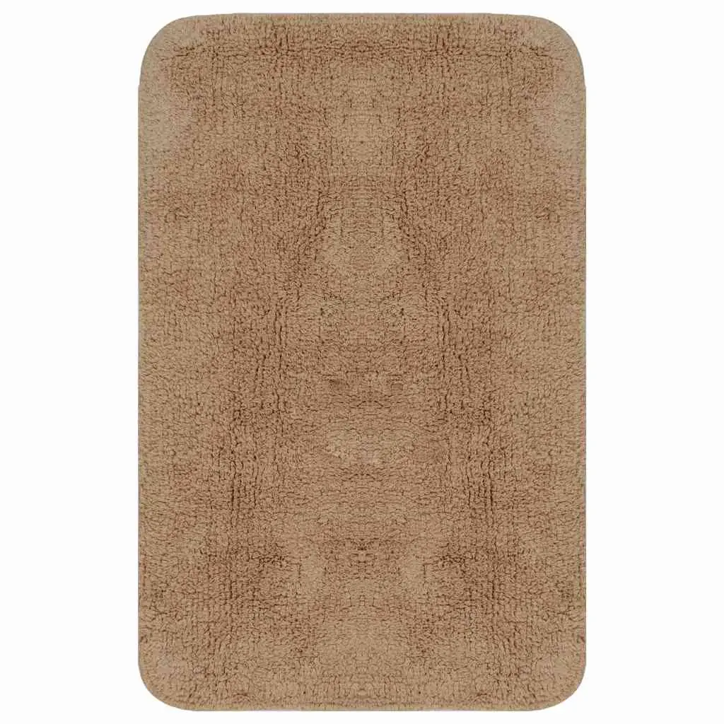 Bathroom Mat Set Beige 2 Pieces Non-Slip Bath Floor Pedestal Rugs