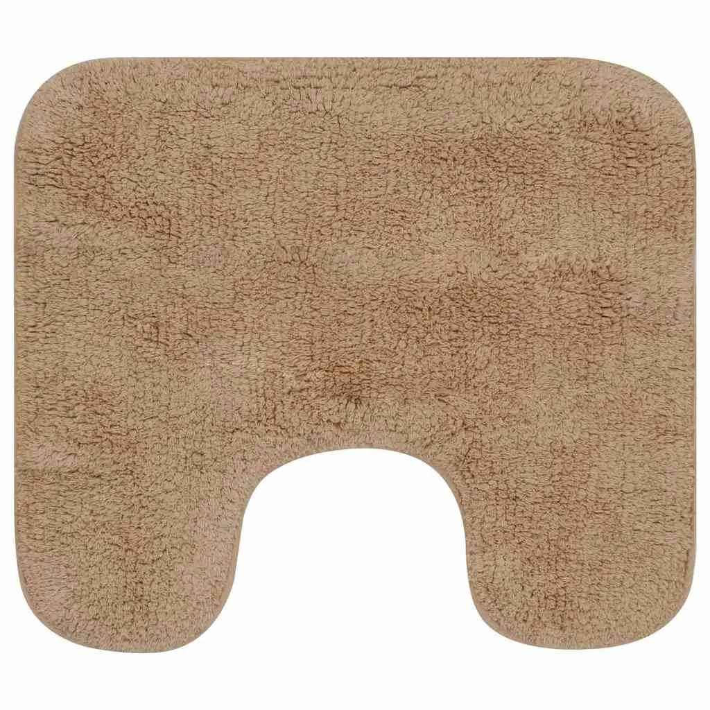 Bathroom Mat Set Beige 2 Pieces Non-Slip Bath Floor Pedestal Rugs