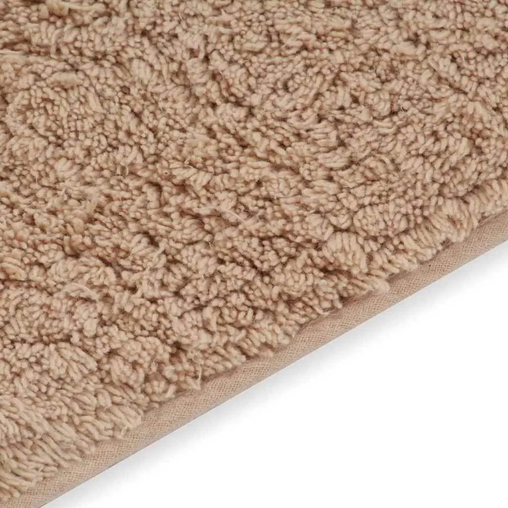 Bathroom Mat Set Beige 2 Pieces Non-Slip Bath Floor Pedestal Rugs