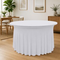 Sleek Stretch Table Cover with Skirt 180x74 cm White - Two Pack