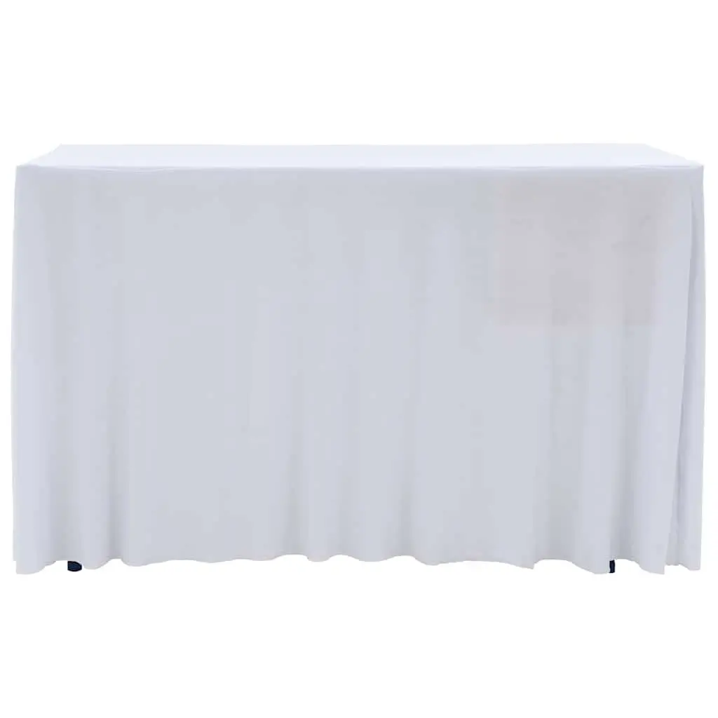 Stretch Table Cover White 183x76x74 cm Fitted Skirt 2 Pack