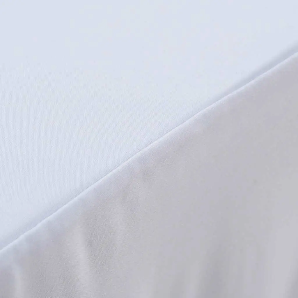 Stretch Table Cover White 183x76x74 cm Fitted Skirt 2 Pack
