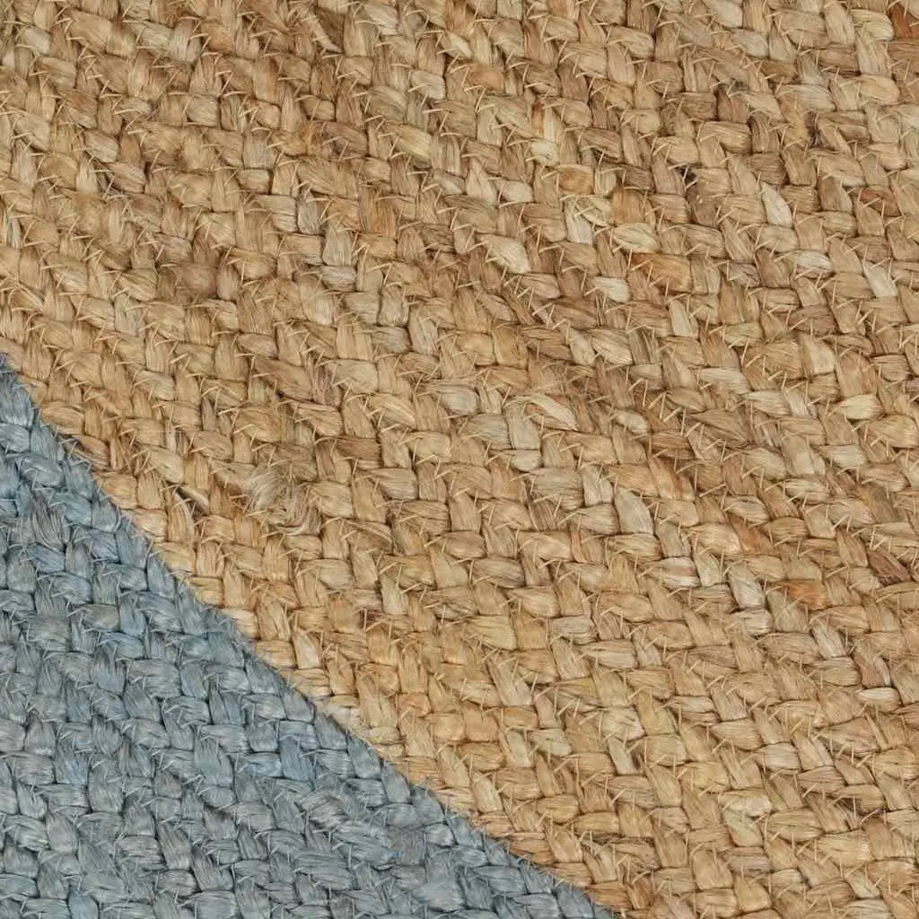 Handmade Jute Area Rug Natural Braided Carpet Olive Green Border 90cm Home Decor