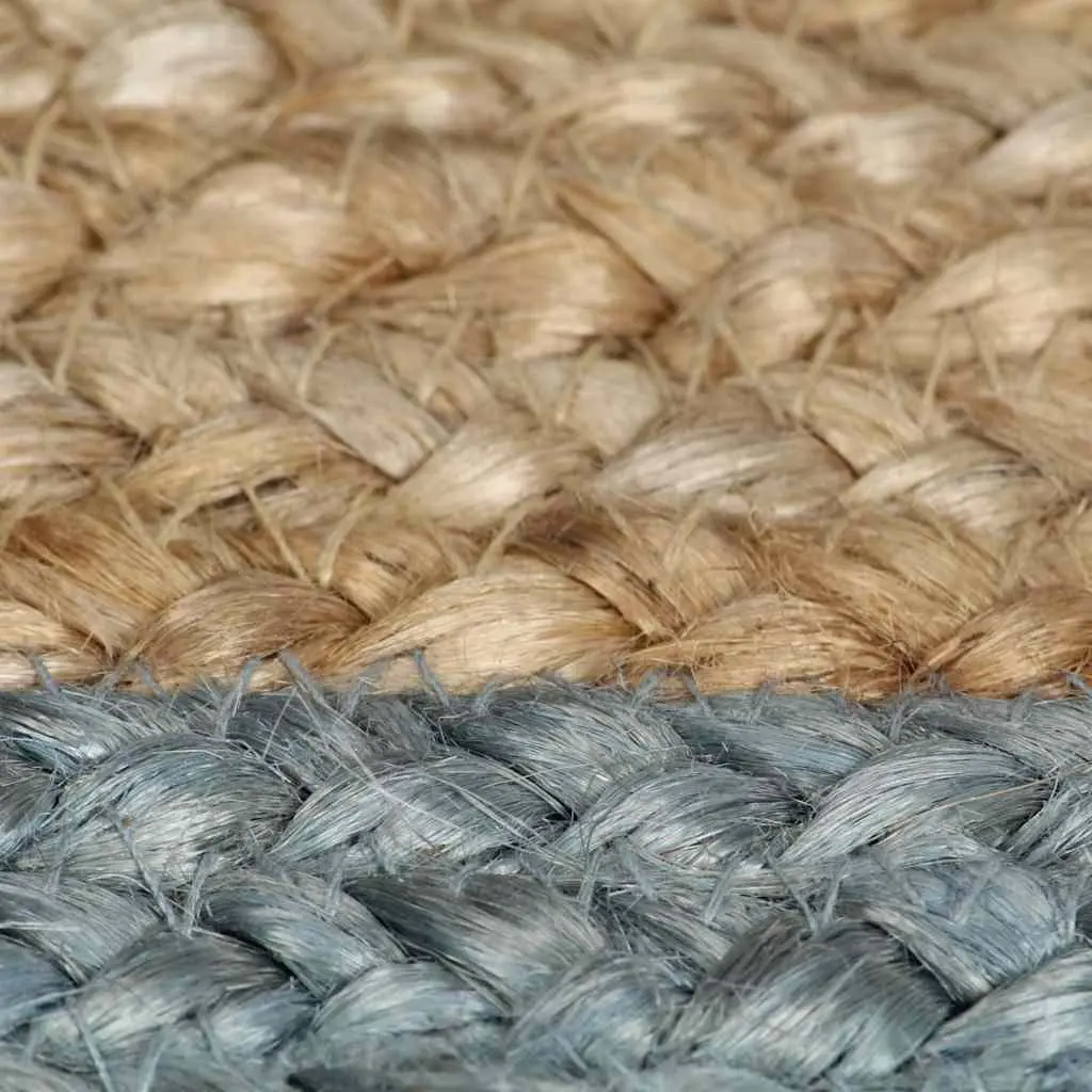 Handmade Jute Area Rug Natural Braided Carpet Olive Green Border 90cm Home Decor