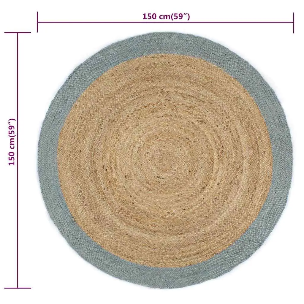 Handmade Jute Rug with Olive Green Border