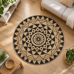 150cm Handwoven Jute Area Rug — Modern Floral Print