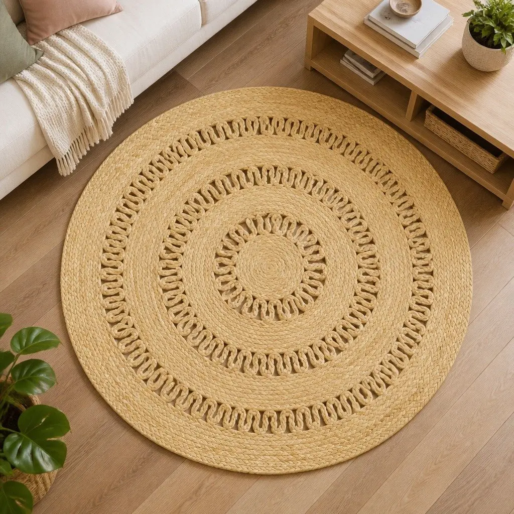Handmade Braided Jute Area Rug 90cm