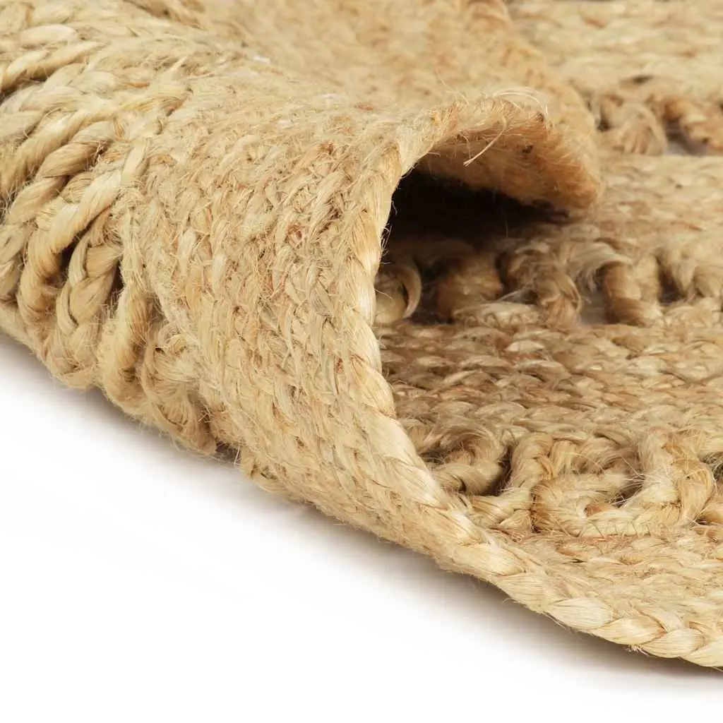 Braided Jute Area Rug Brown 90cm Handmade Natural Fiber Carpet