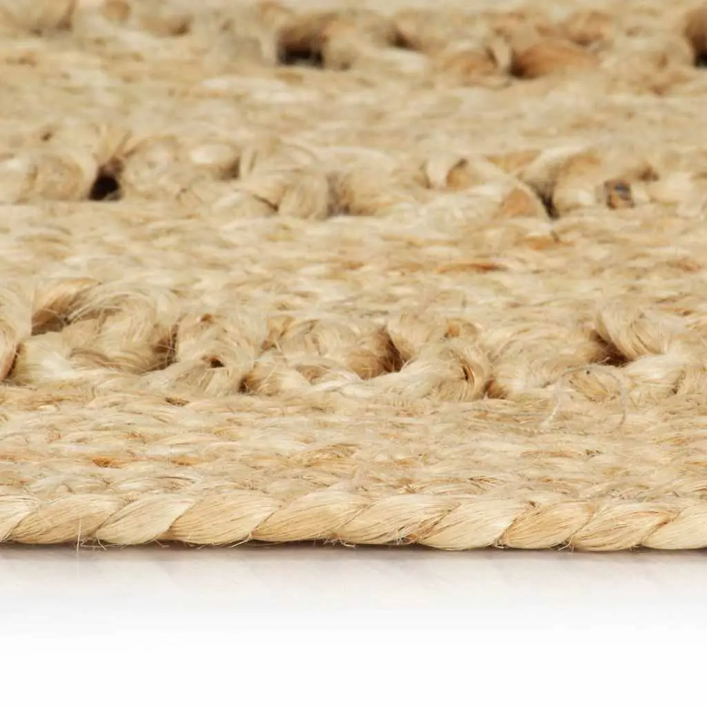 Handmade Braided Jute Area Rug Brown Round Carpet Natural Fiber Home Decor
