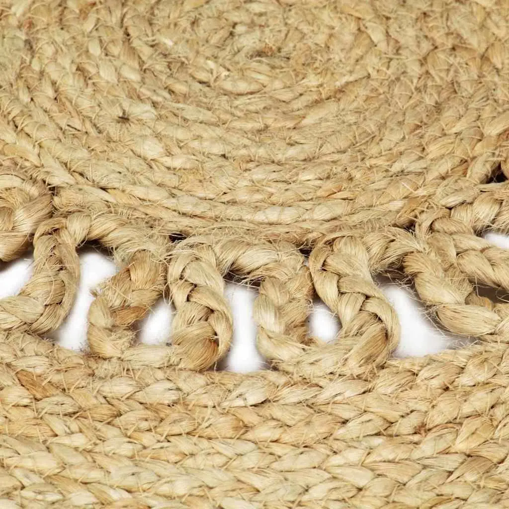 Handmade Braided Jute Area Rug Brown Round Carpet Natural Fiber Home Decor