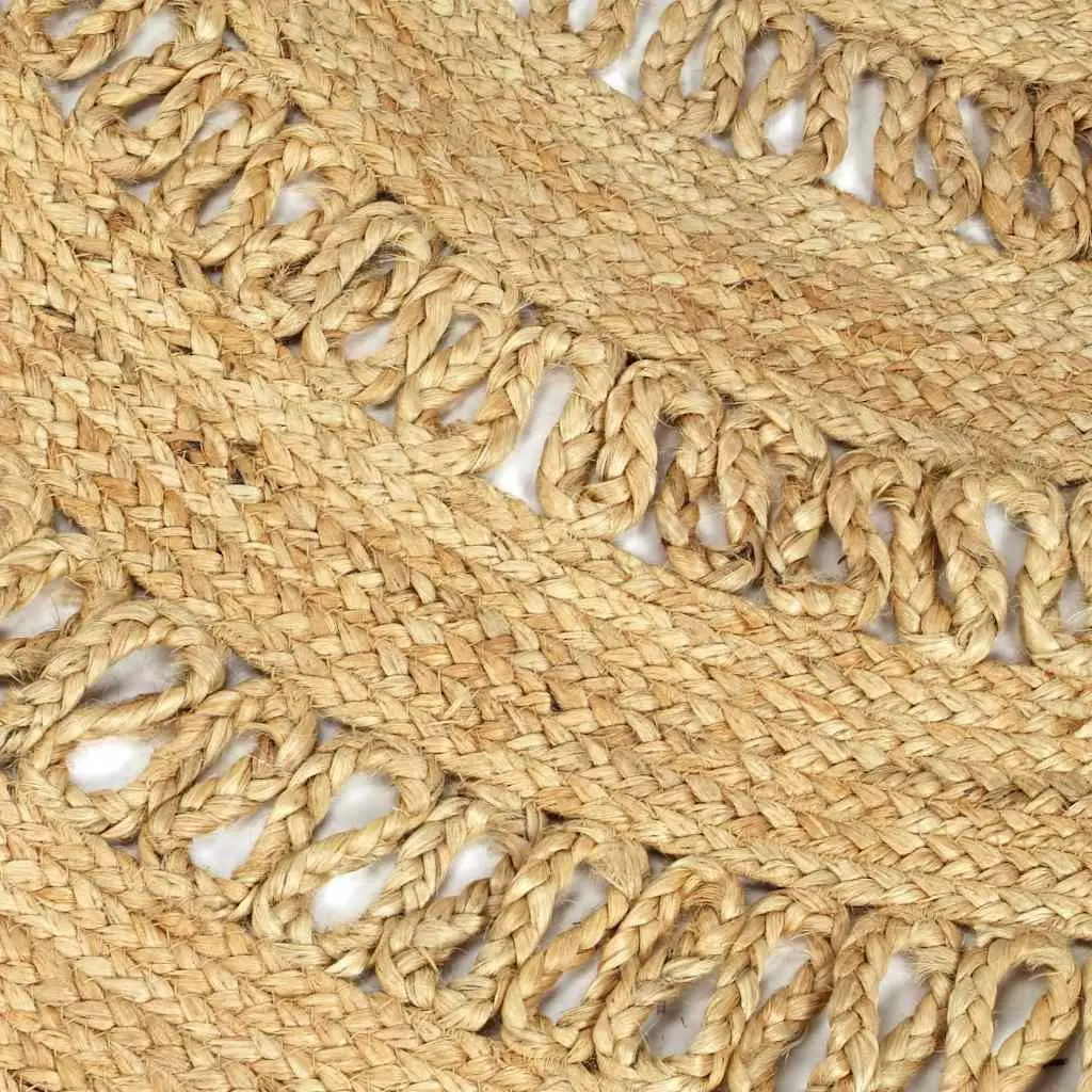 Handmade Braided Jute Area Rug Brown Round Carpet Natural Fiber Home Decor