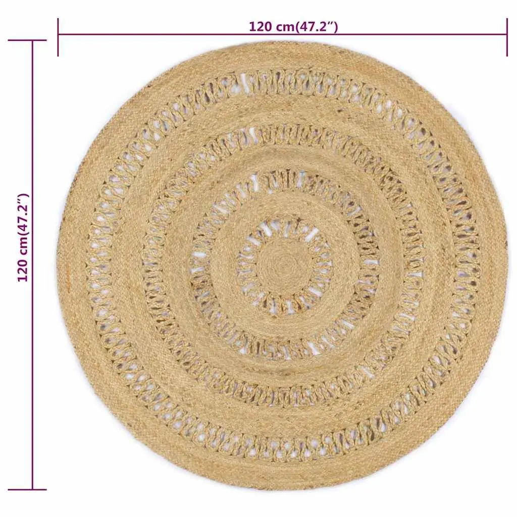 Handmade Braided Jute Area Rug Brown Round Carpet Natural Fiber Home Decor