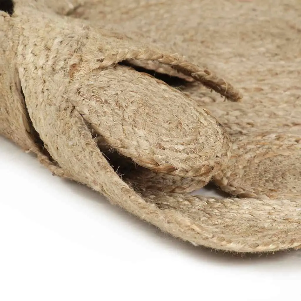 Braided Jute Area Rug Brown 90cm Handmade Natural Fibre Floor Carpet