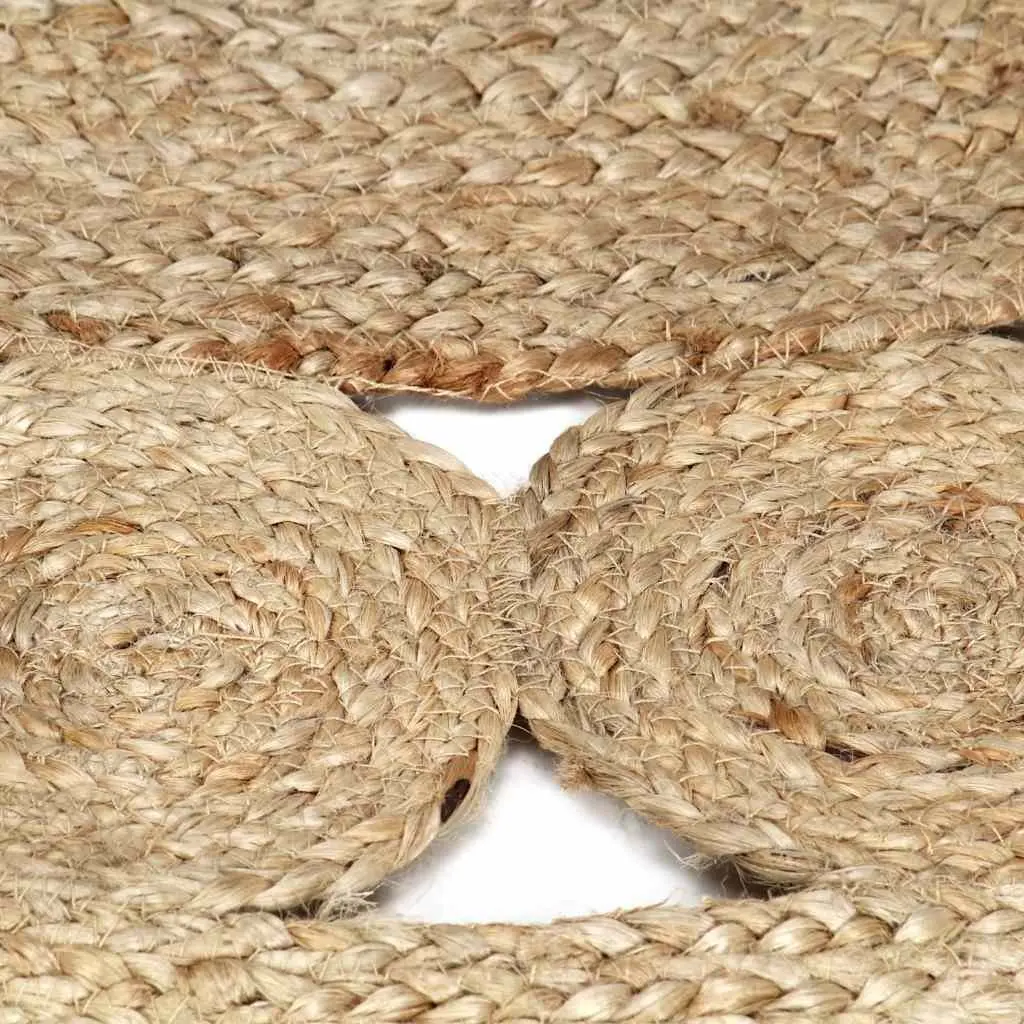 Braided Jute Area Rug Brown 90cm Handmade Natural Fibre Floor Carpet
