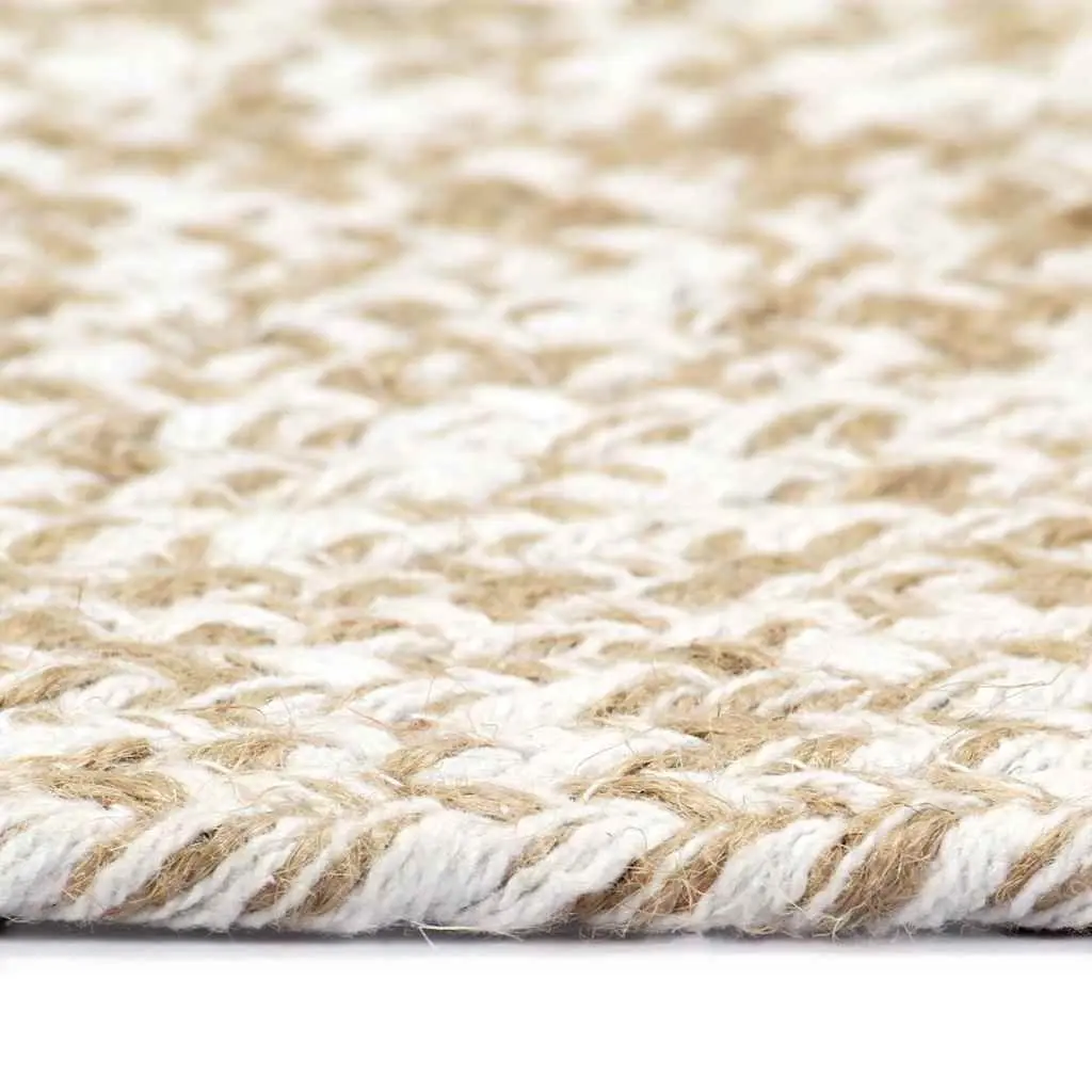 Area Rug White Natural Round Handwoven Braided Jute 120 cm Soft Durable