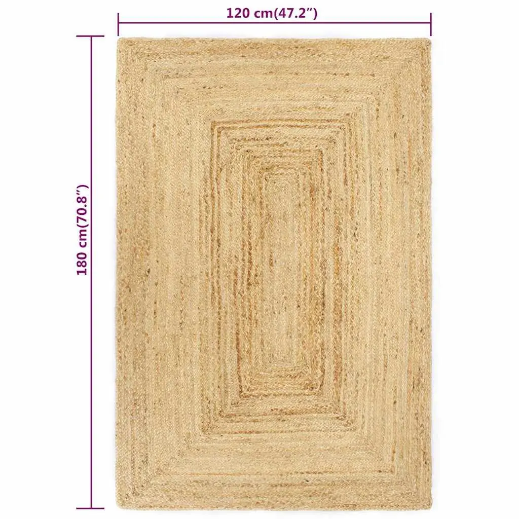 Handmade Braided Jute Area Rug Natural Brown 120x180 cm Home Decor Carpet