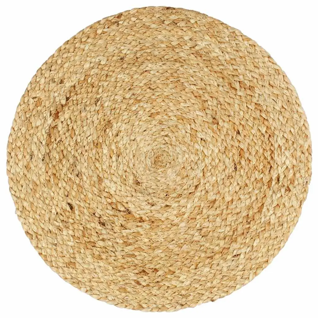 Handwoven Jute Placemats Round 38cm Natural Brown Table Linens Set of 4
