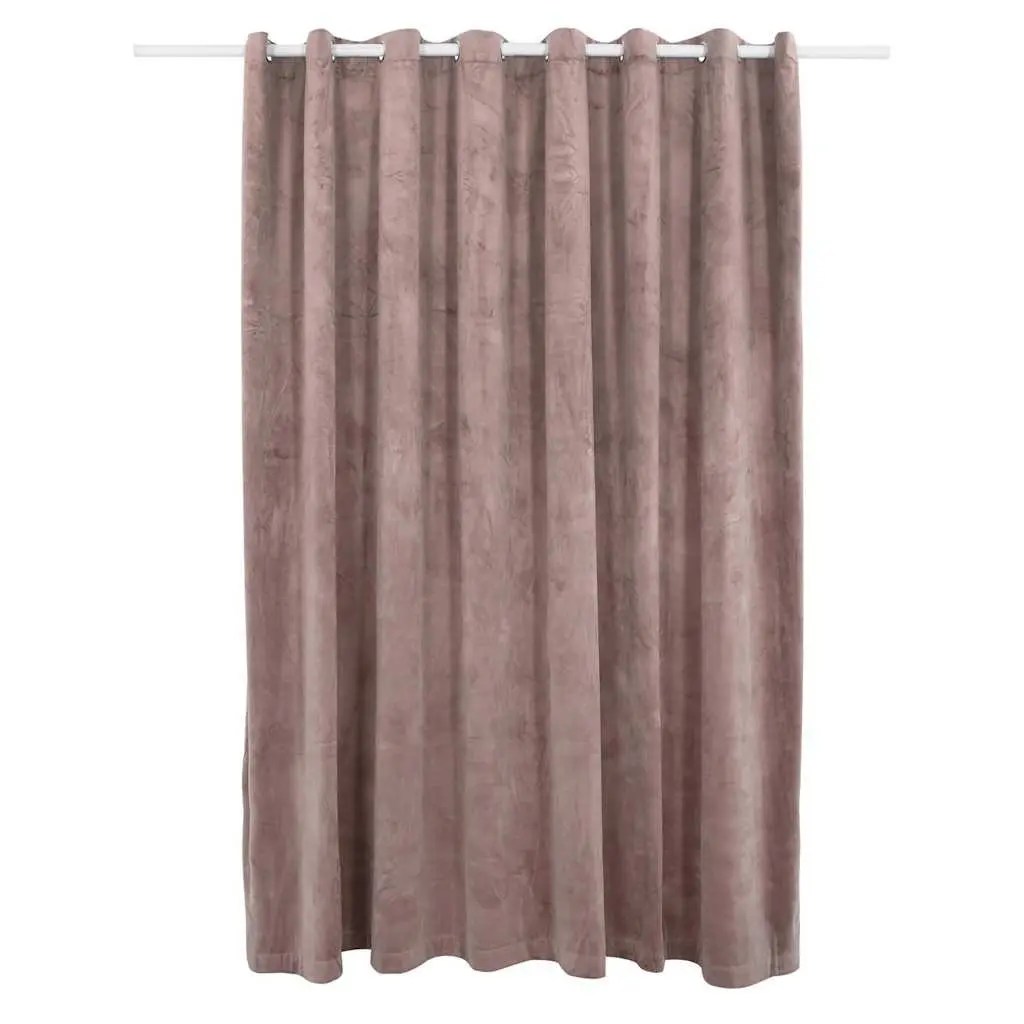 Curtain Pink 290 x 245 cm Velvet Blackout with Metal Rings