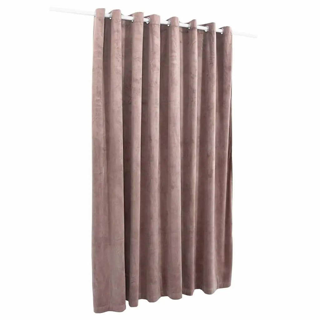 Curtain Pink 290 x 245 cm Velvet Blackout with Metal Rings