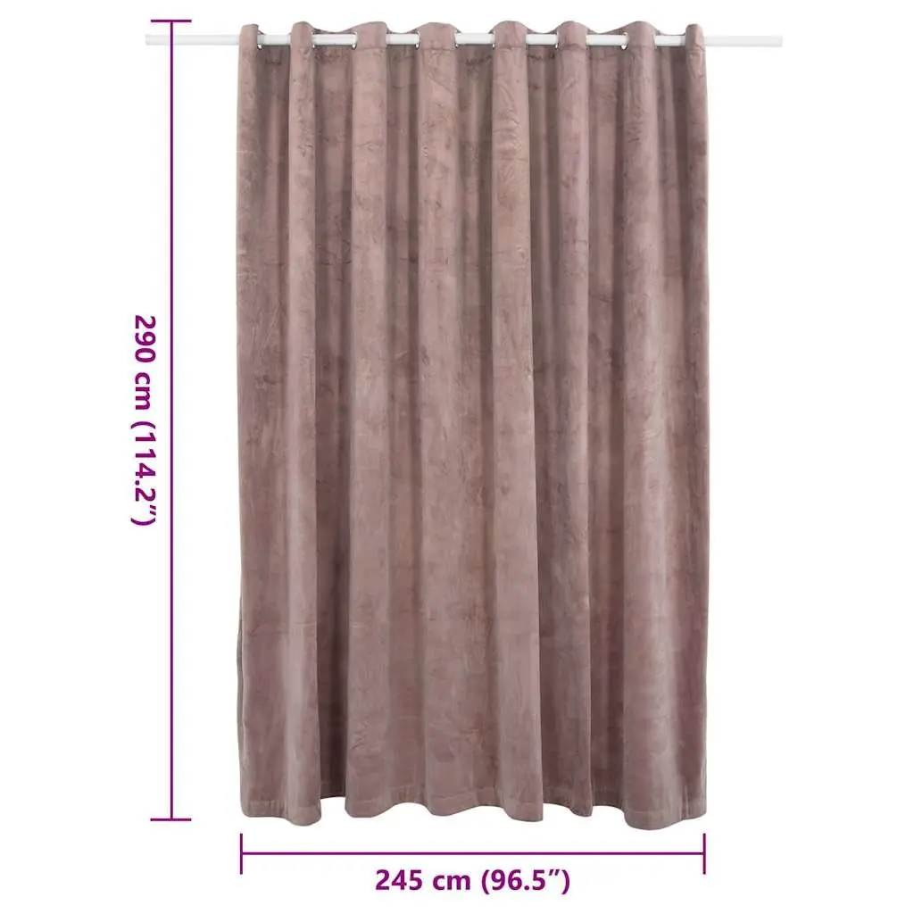 Curtain Pink 290 x 245 cm Velvet Blackout with Metal Rings