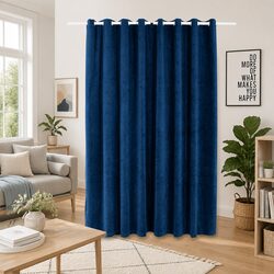 Concise Dark Blue Velvet Blackout Curtain Description