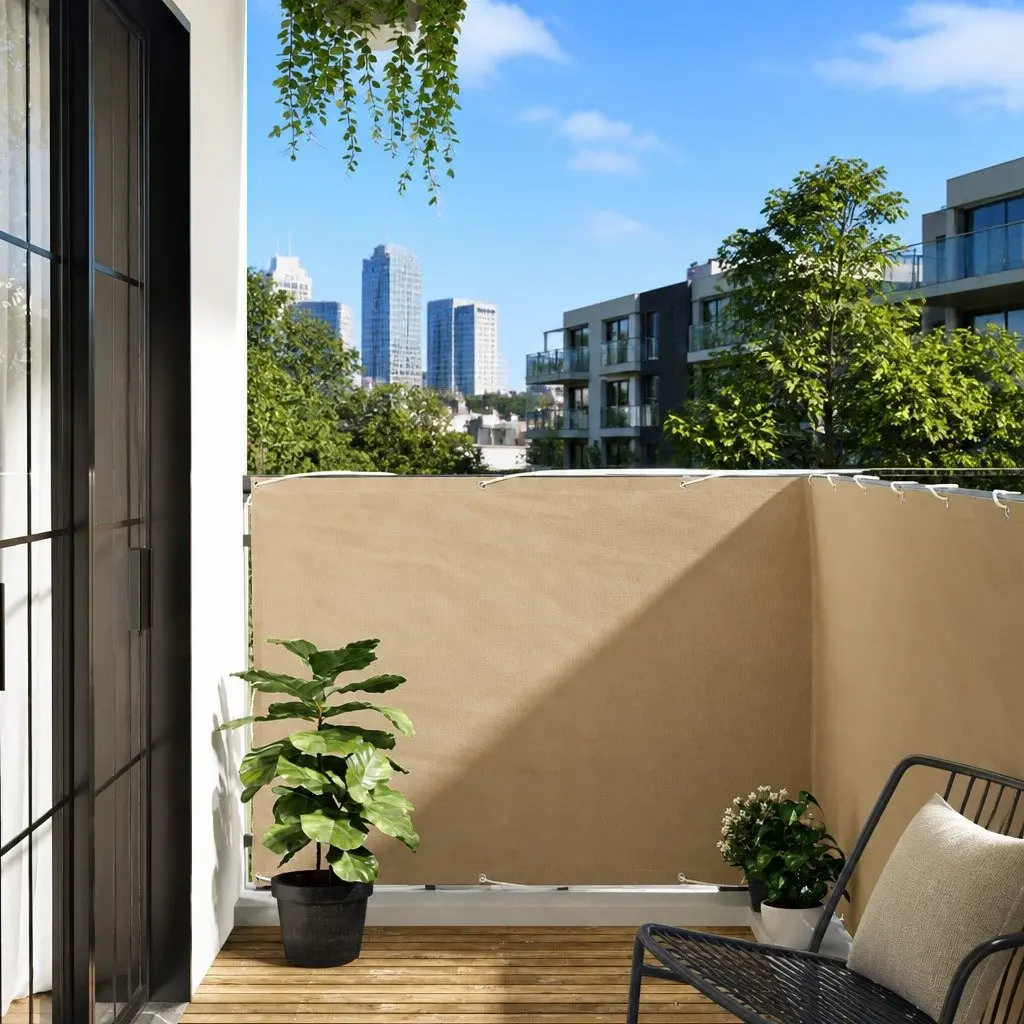 Balcony Screen Shade Beige 120x300 cm Waterproof Wind Resistant Oxford Fabric