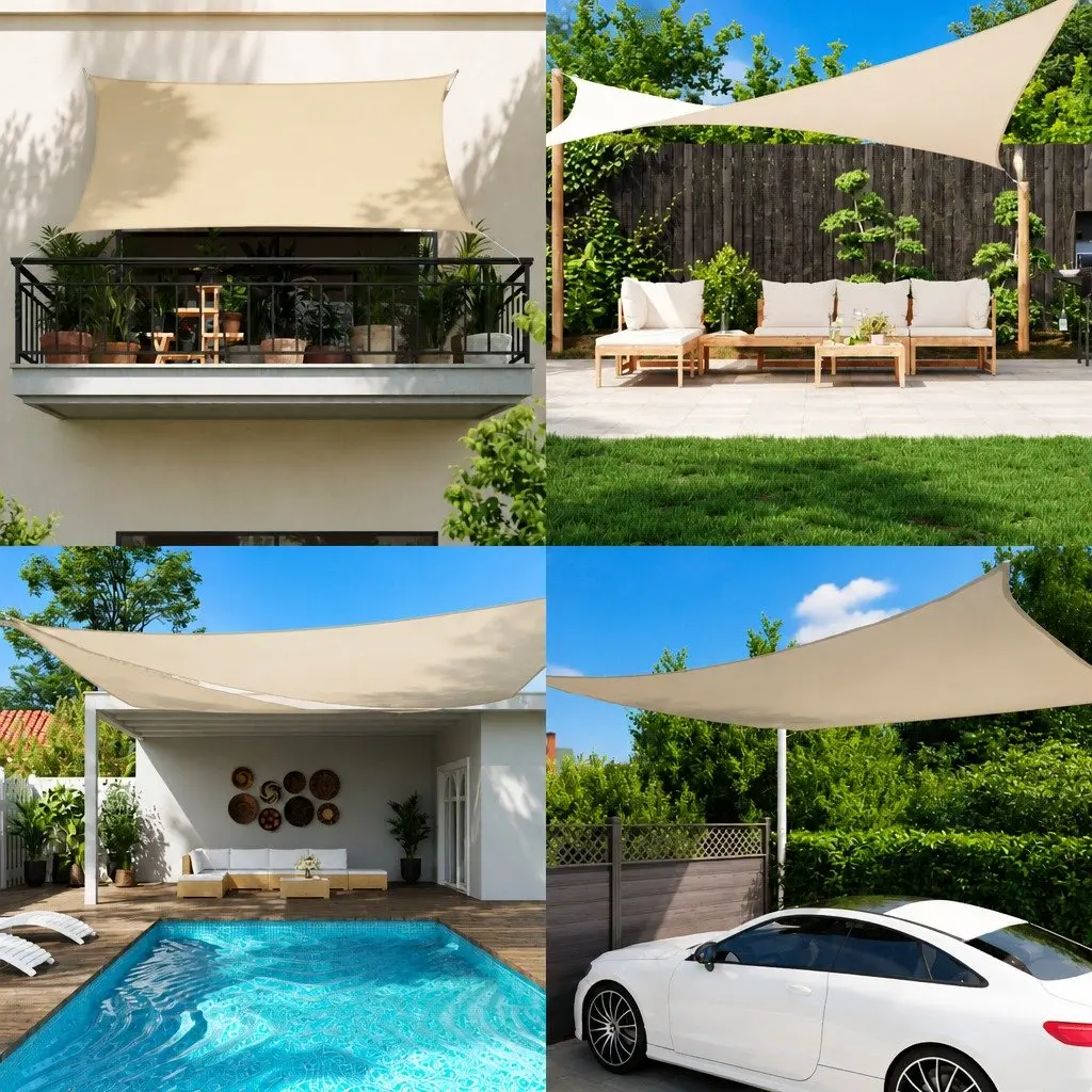 Rectangular Sunshade Sail White 2x3m PU Coated Oxford Fabric Mould and UV Resistant