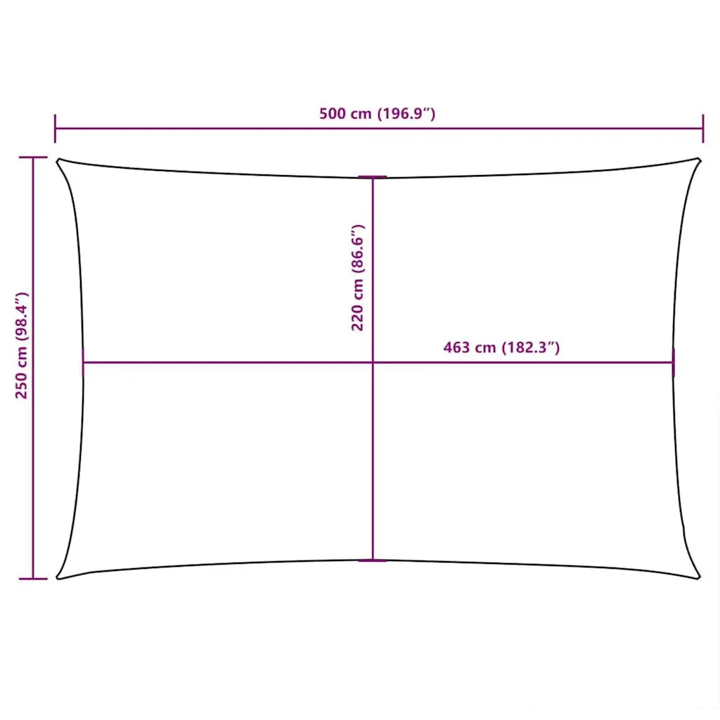 Rectangular Sunshade Sail White 2.5x5m PU Coated Oxford Fabric UV and Mould Resistant