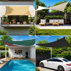 Rectangular Sunshade Sail 4x5 m White Oxford Fabric Garden Outdoor Patio Terrace