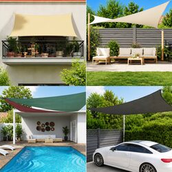 Rectangular Sunshade Sail 3x6m Oxford Fabric Garden Terrace Outdoor Shade Black