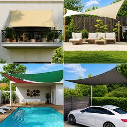 Rectangular Sunshade Sail 4x5m Black Outdoor Garden Patio Shade Cloth Cover