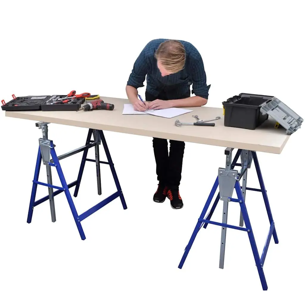 Scaffolding Trestles Yellow Adjustable Folding Steel Frame 2 Piece