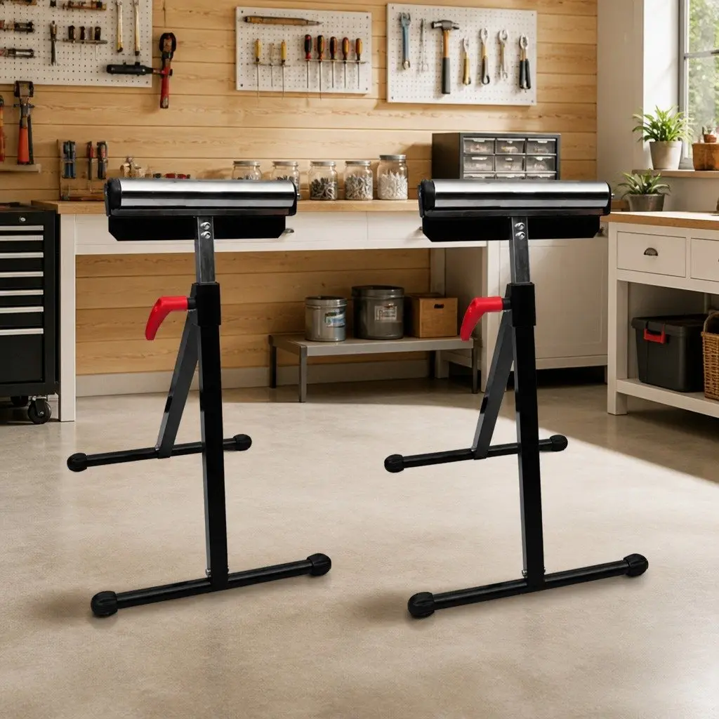 Roller Stands Multicolour Adjustable Height Support for Bench Saw Planers Workbench Set of 2