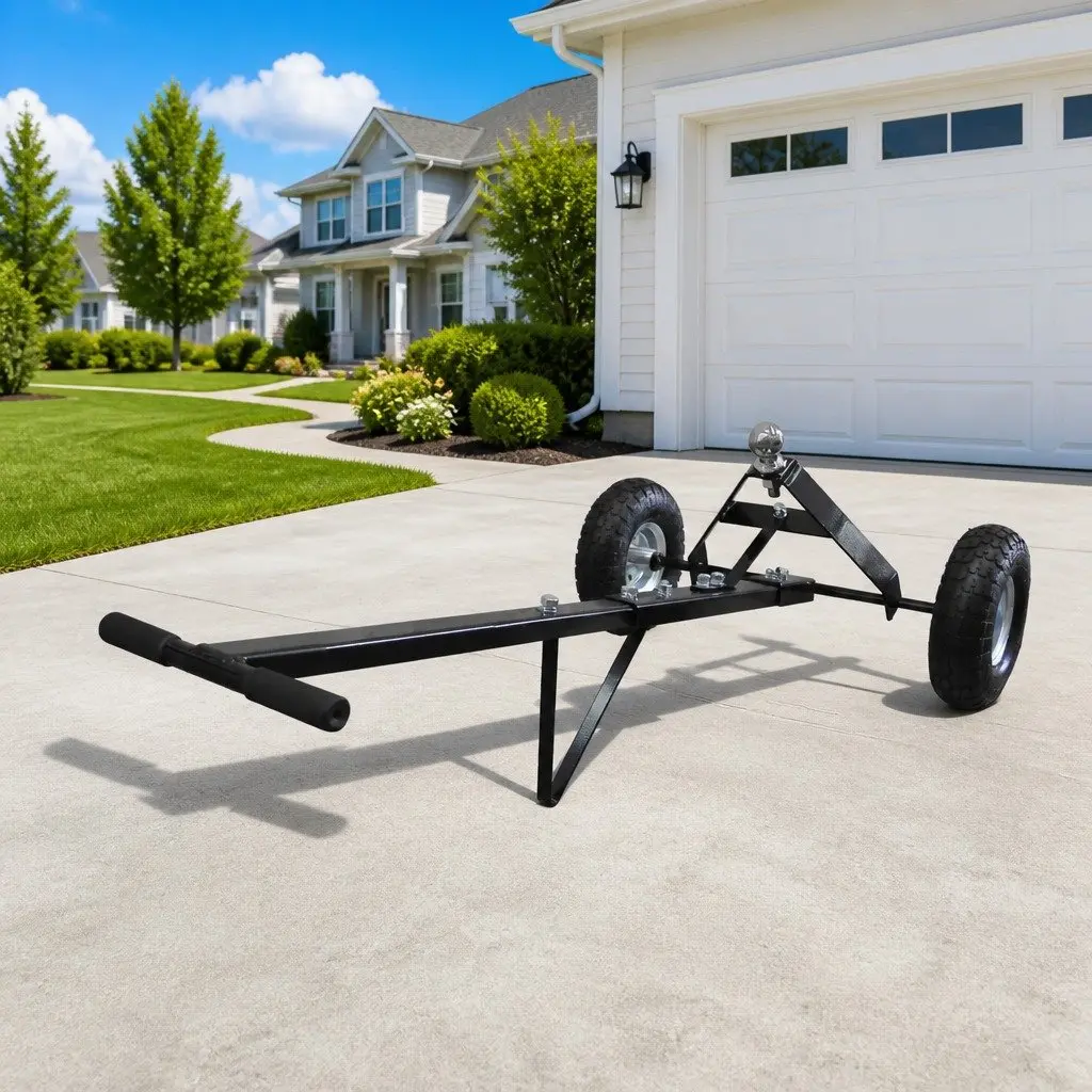 Utility Trailer Dolly Silver 275kg Capacity All-Terrain Inflatable Tires Extra Long Padded Handle