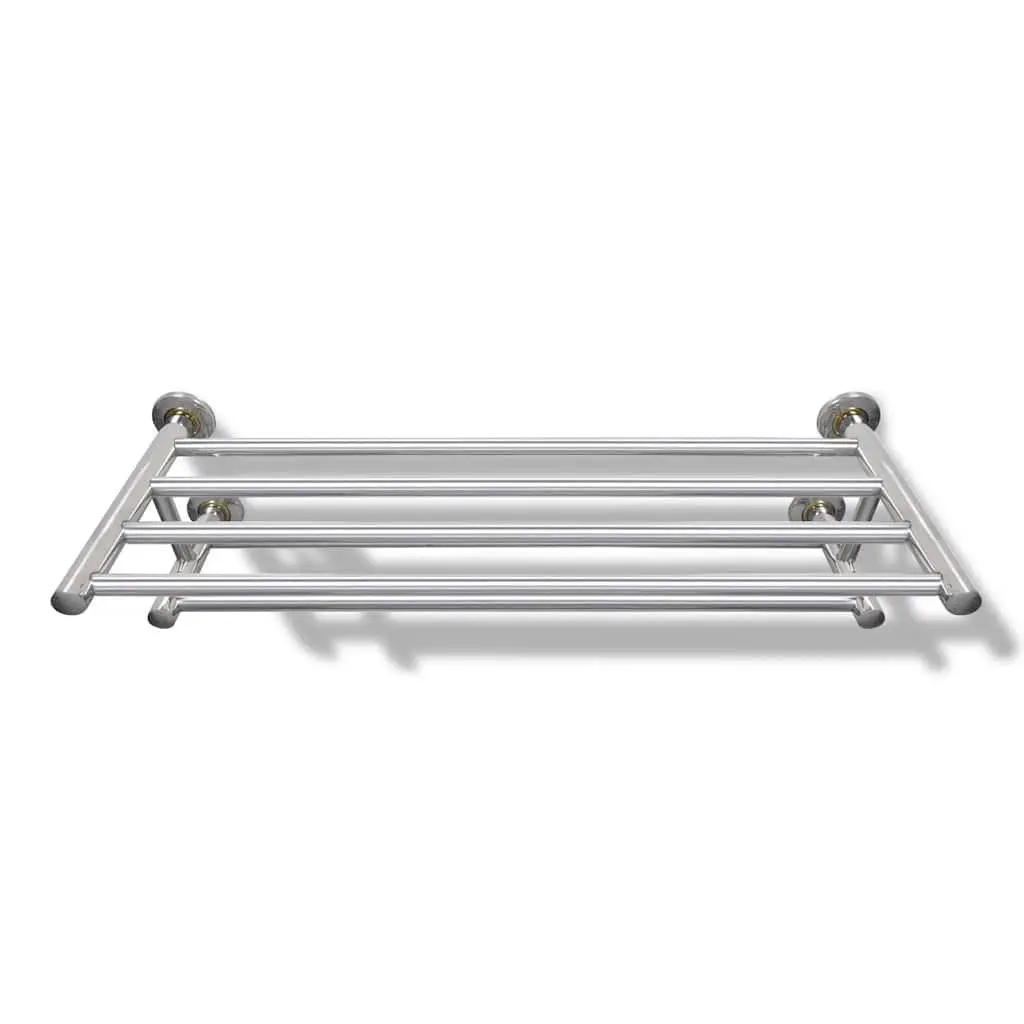 Stainless Steel Towel Rack Silver Wall Mounted 6 Tubes Bathroom Organiser