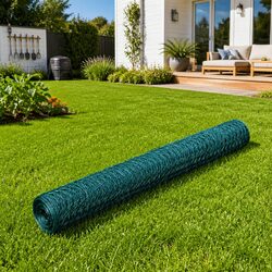 Friendly 25x1 m Green Chicken Wire Fence Panel PVC Coated