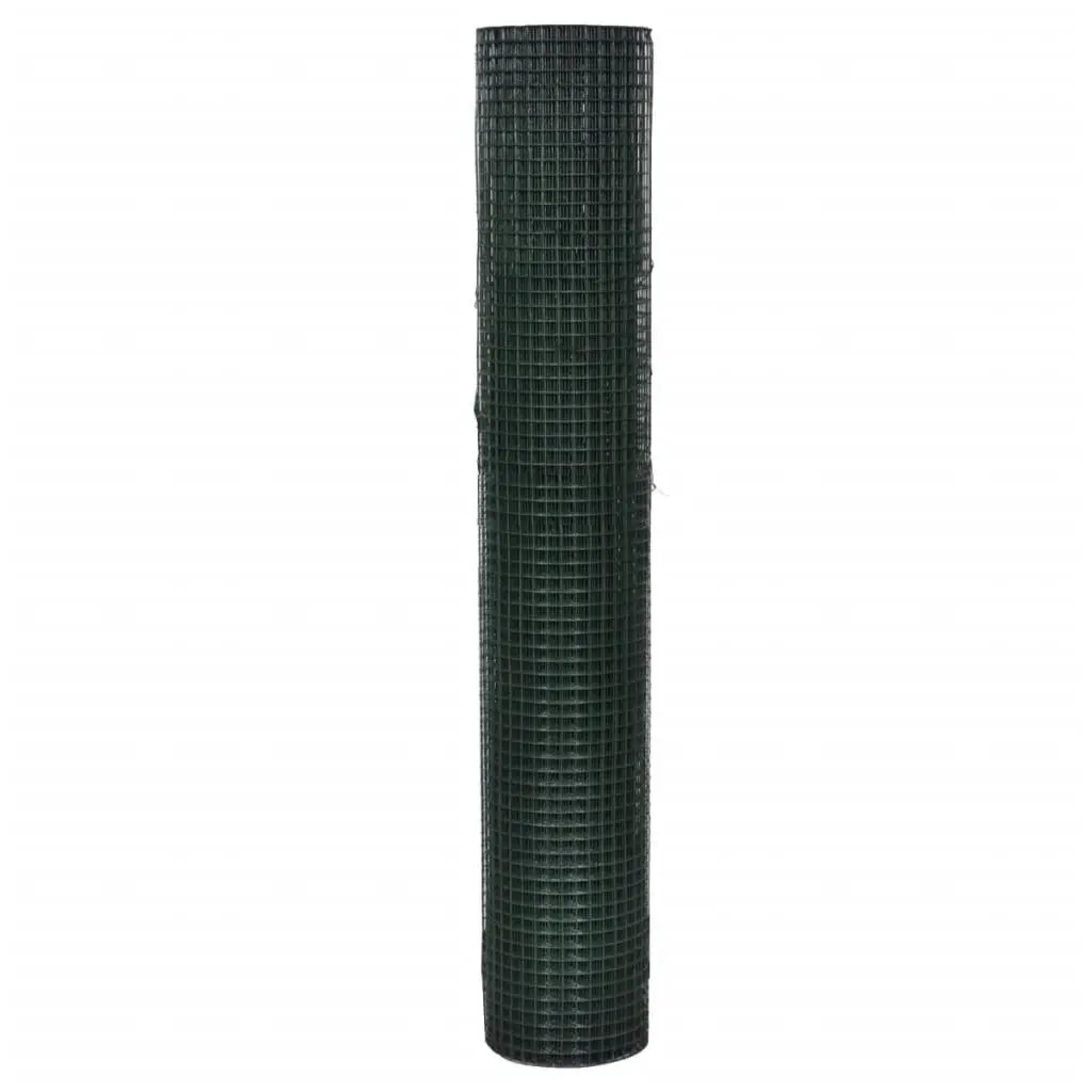 Green Wire Mesh Fence Panel 25x1m PVC Coated Galvanised Steel for Poultry Chicken Cage Aviary and Livestock Protection