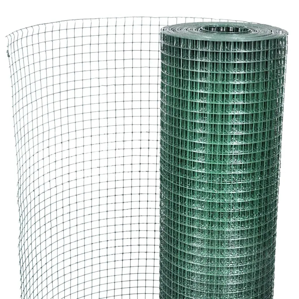 Green Wire Mesh Fence Panel 25x1m PVC Coated Galvanised Steel for Poultry Chicken Cage Aviary and Livestock Protection