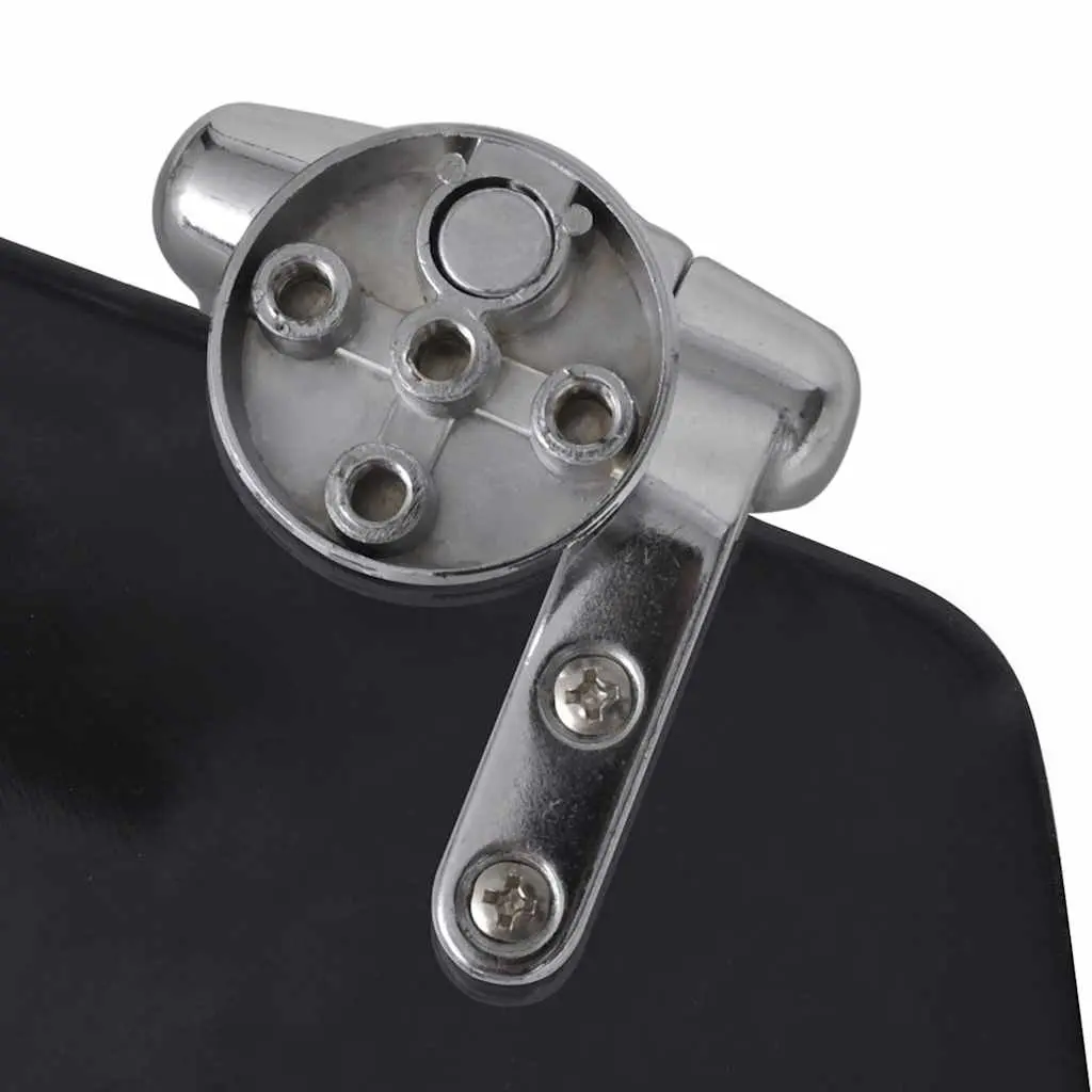 Toilet Seat Black MDF Adjustable Soft Close Lid Chrome Zinc Hinges Durable